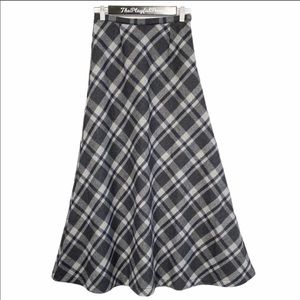 Garnet Hill Black and White Plaid A-Line Skirt